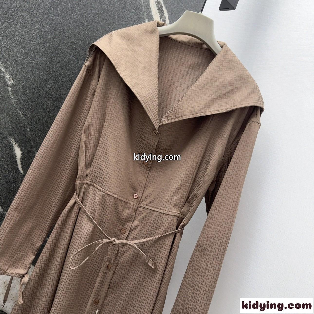 上品 高級感 ロゴ入り エルメス ワンピース コピー シャツワンピース-2