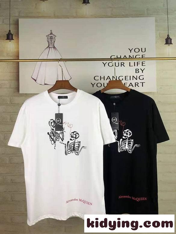 シンプル 個性的 プリント 快適 ゆったり クルーネック アレキサンダー・マックイーン 半袖Tシャツ コピー カジュアル おしゃれ-0