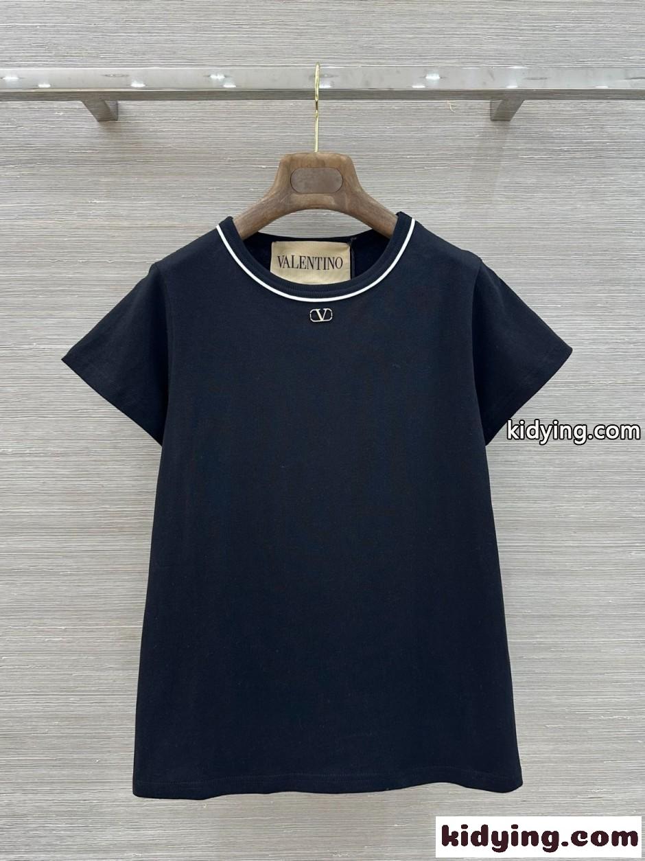 カジュアル 洗練された 半袖Tシャツ ヴァレンティノ Tシャツ 偽物 ブラック-0
