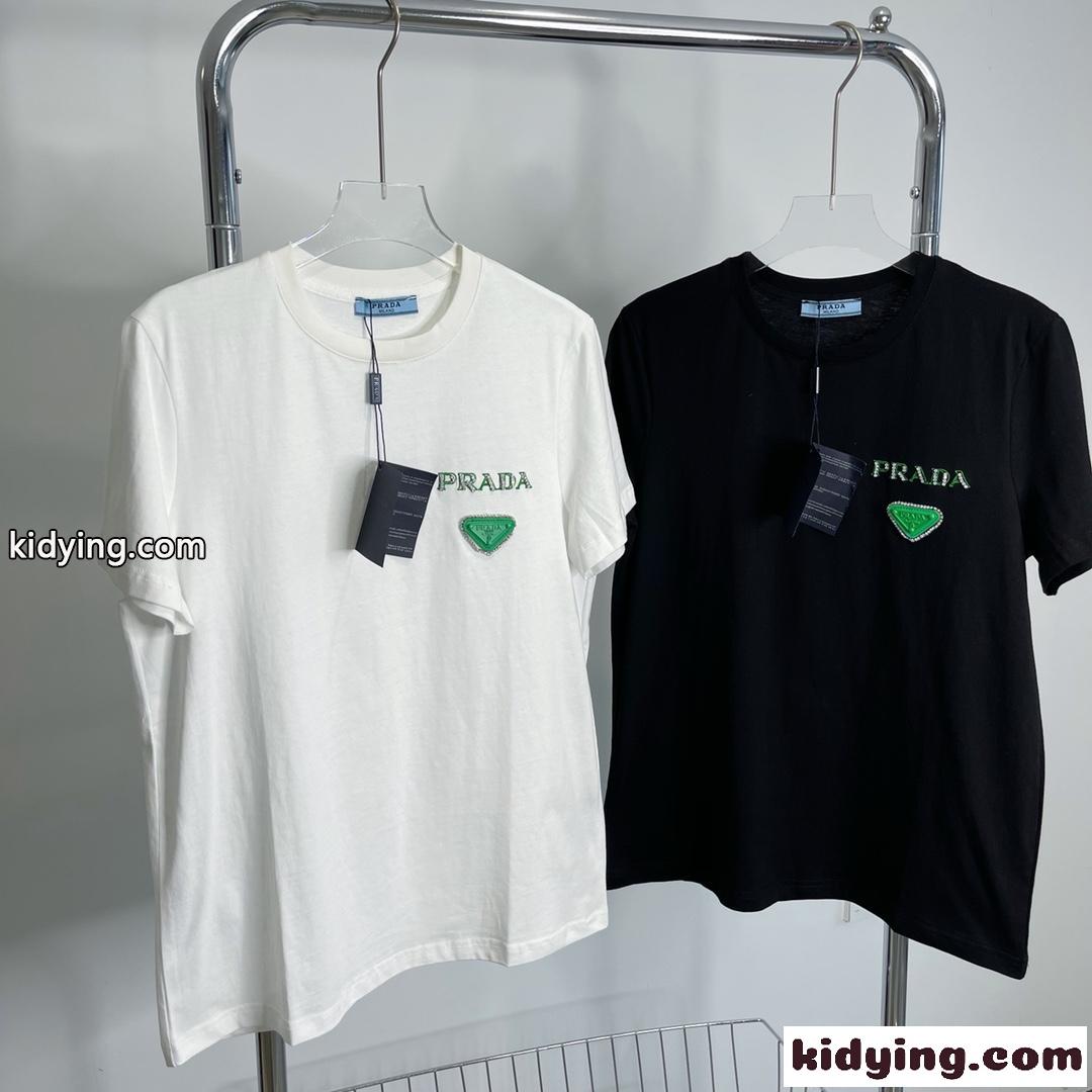 ベーシック 春夏 定番 カジュアル プラダ 半袖tシャツ コピー 合わせやすい クルーネック シンプル トップス-1