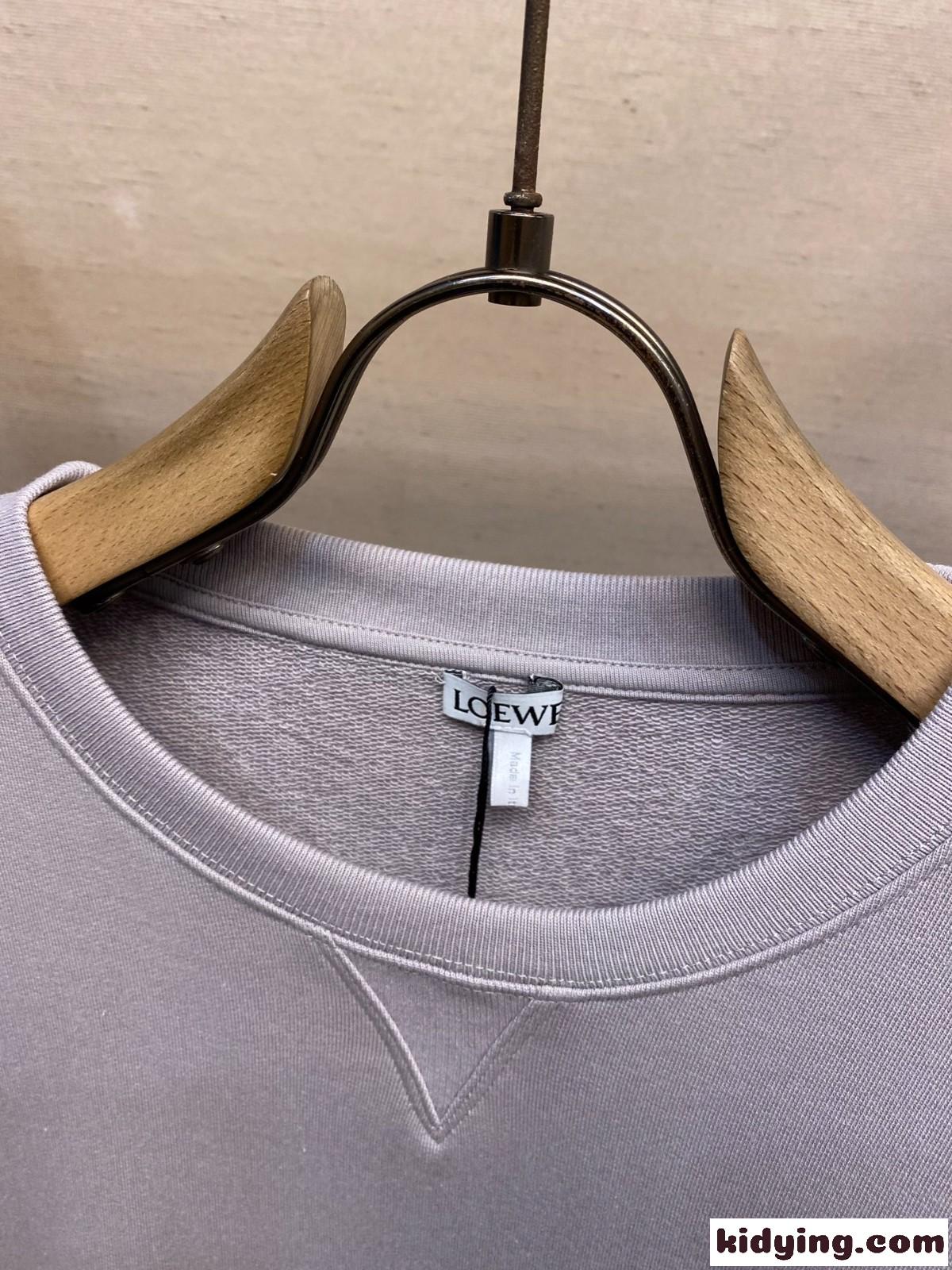定番 ロゴ入り スウェットシャツ ロエベ Tシャツ コピー クルーネック グレー-0