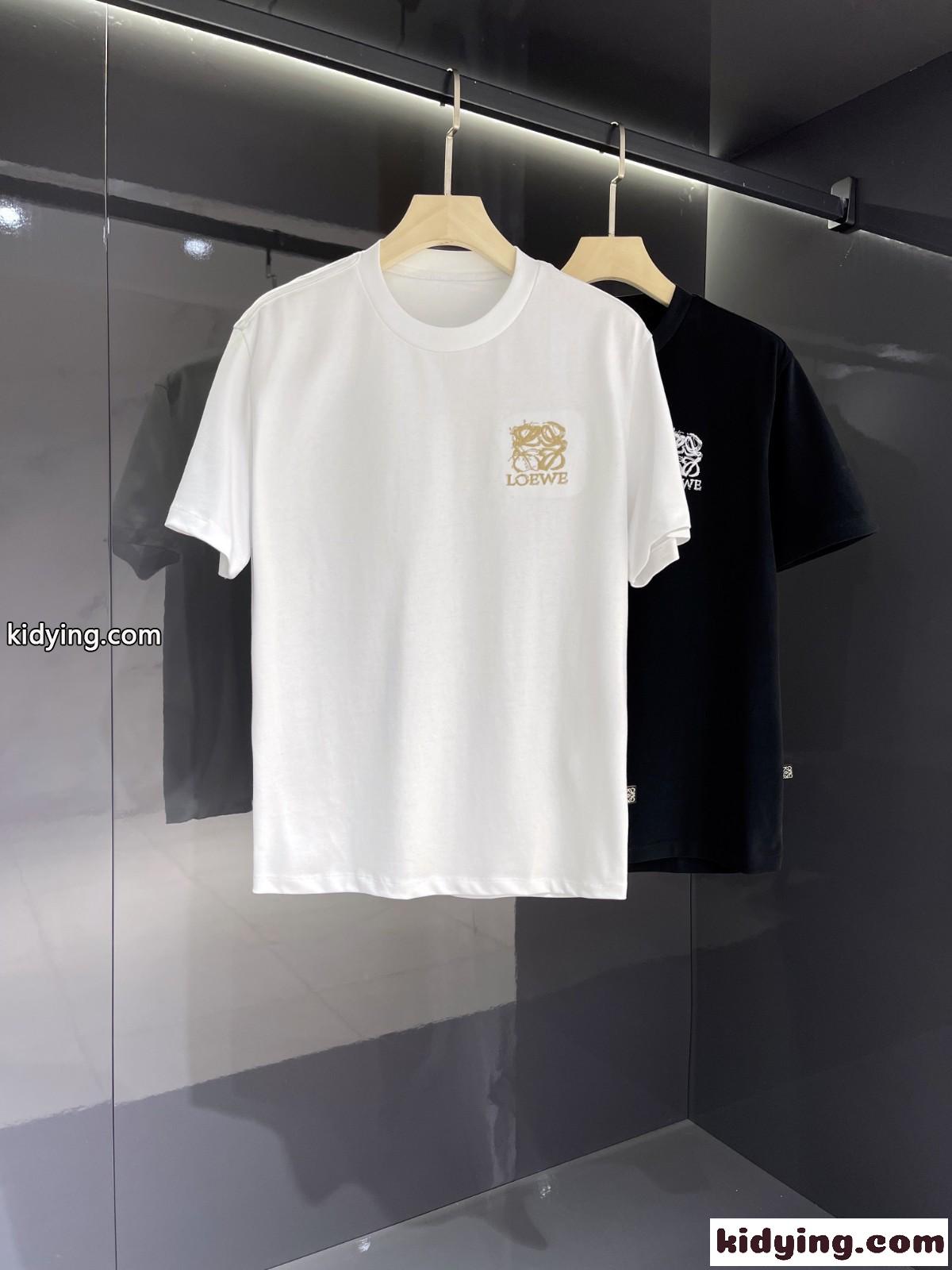 シンプル ロゴ 刺繍 クルーネック 着心地いい ロエベ tシャツ コピー 半袖 春夏 定番 トップス-1