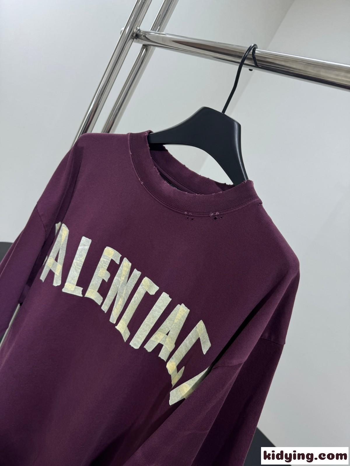 人気 カジュアル TAPE TYPE Tシャツ バレンシアガ Tシャツ コピー パープル-1