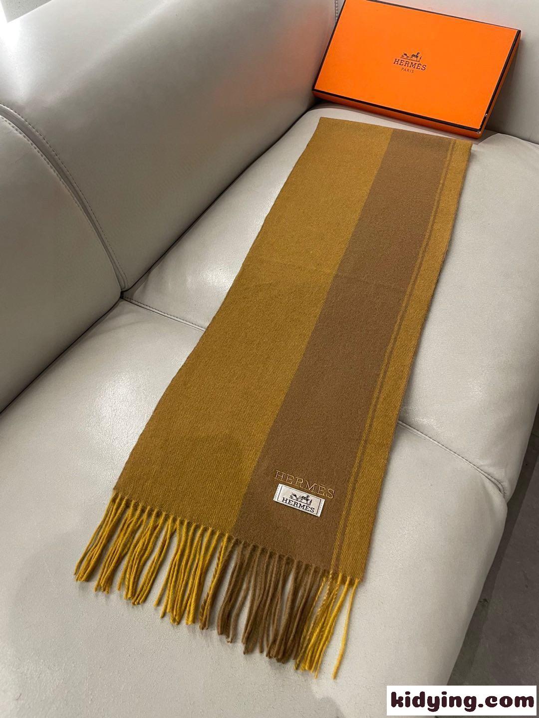 エルメス スカーフ コピー シンプル 上品 カシミヤ マフラー カーキ-2