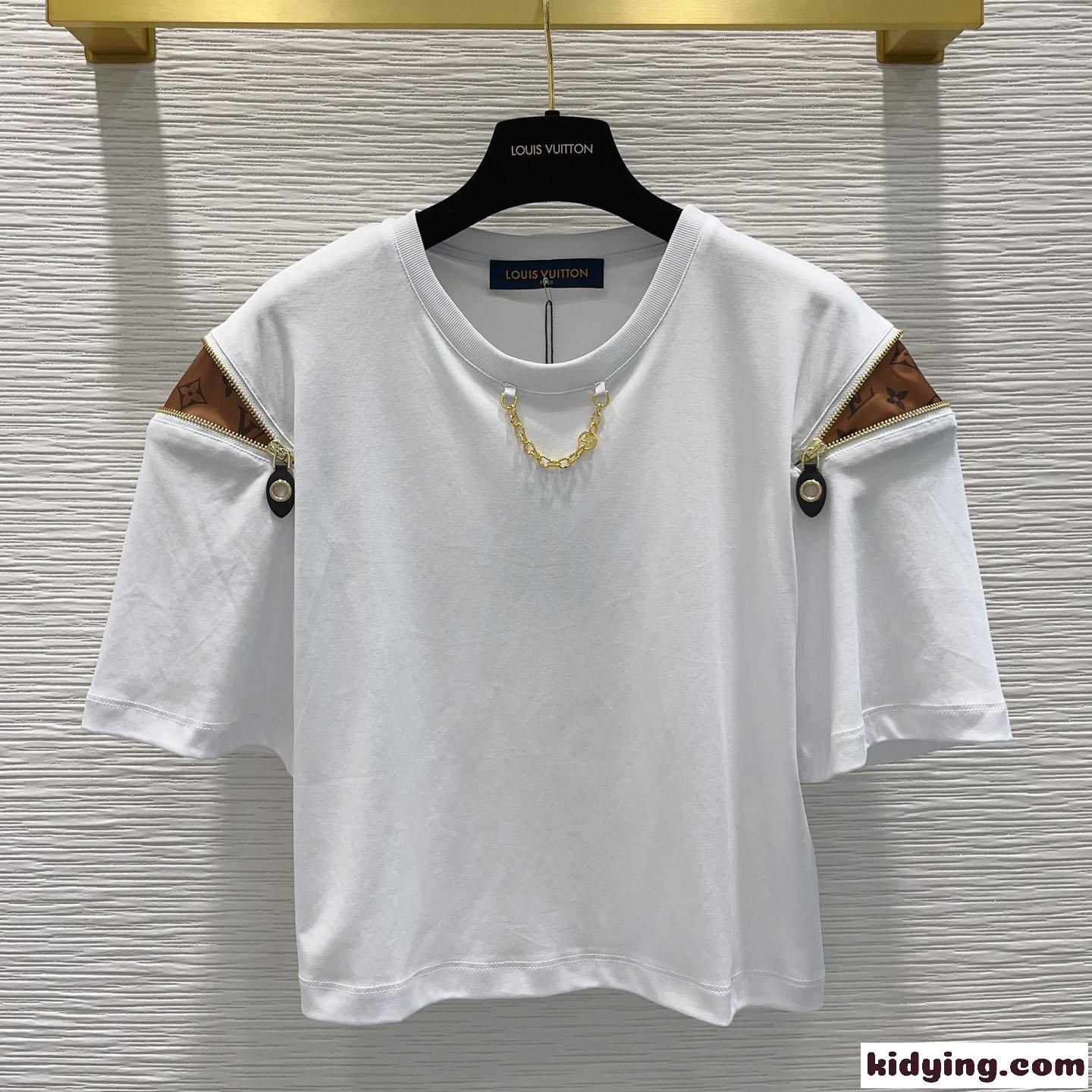 おしゃれ 人気 半袖 コットンTシャツ ルイ・ヴィトン Tシャツ コピー レディース ホワイト-0