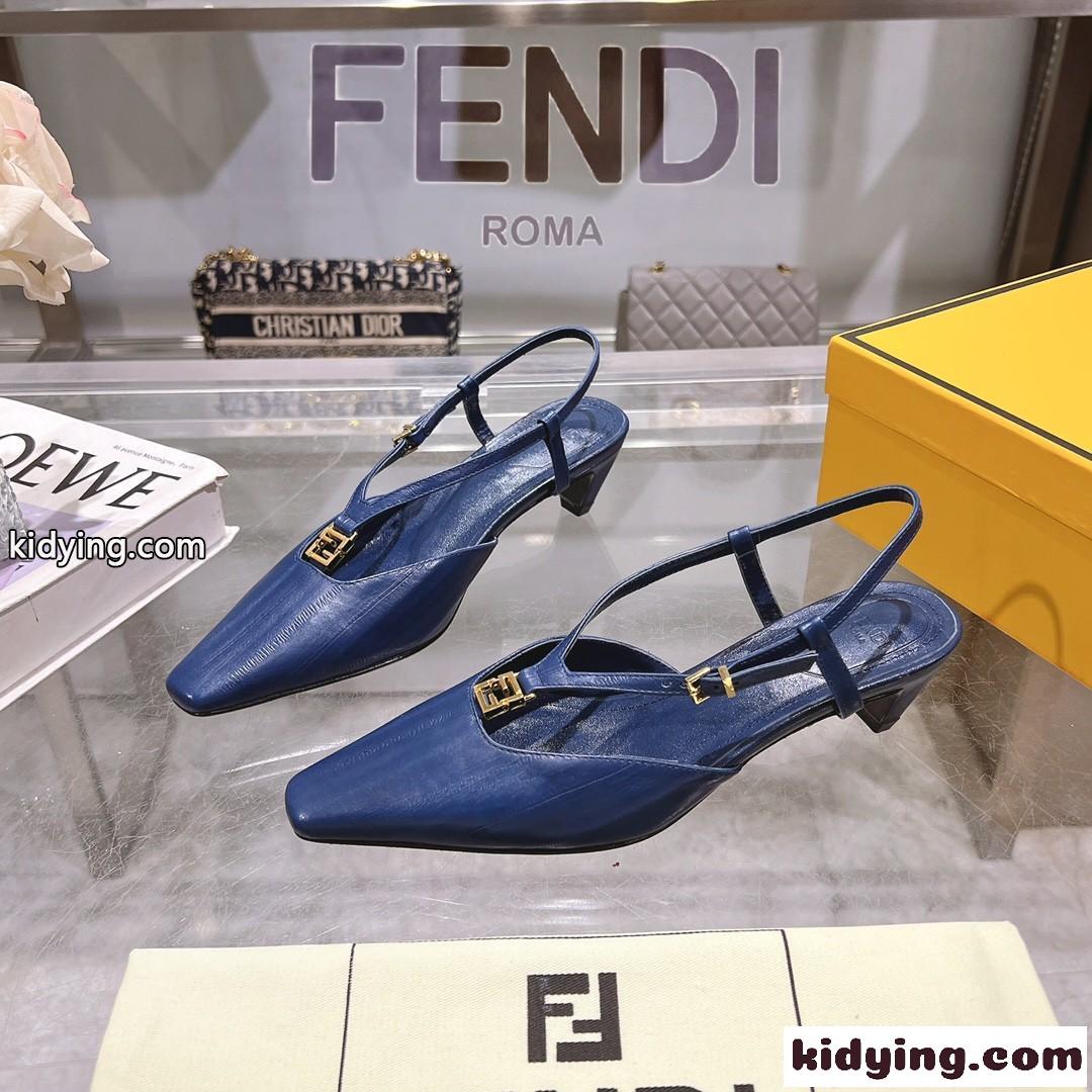大人 カジュアル フェンディ フォールド スリングバックシューズ スーパーコピー ダークブルー-1
