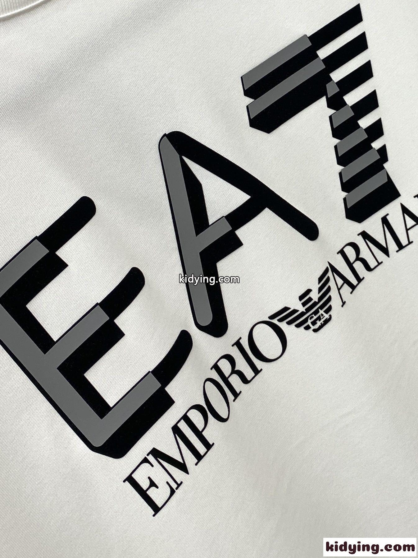 ベーシック ロゴプリント コットンTシャツ アルマーニ 半袖Tシャツ コピー ホワイト-3