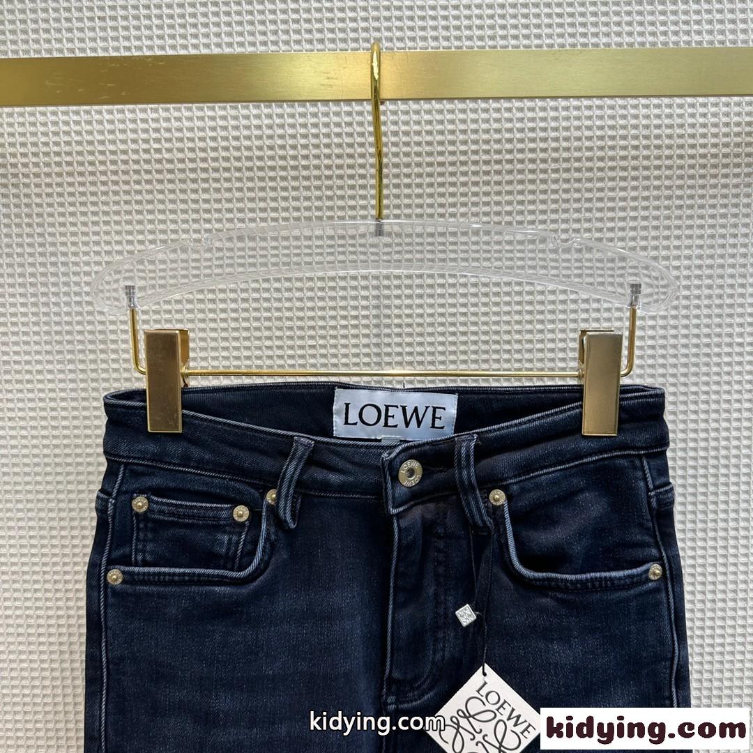 秋冬 裏起毛 合わせやすい デニムパンツ ロエベ ジーンズ コピー ストレッチ レディース-0