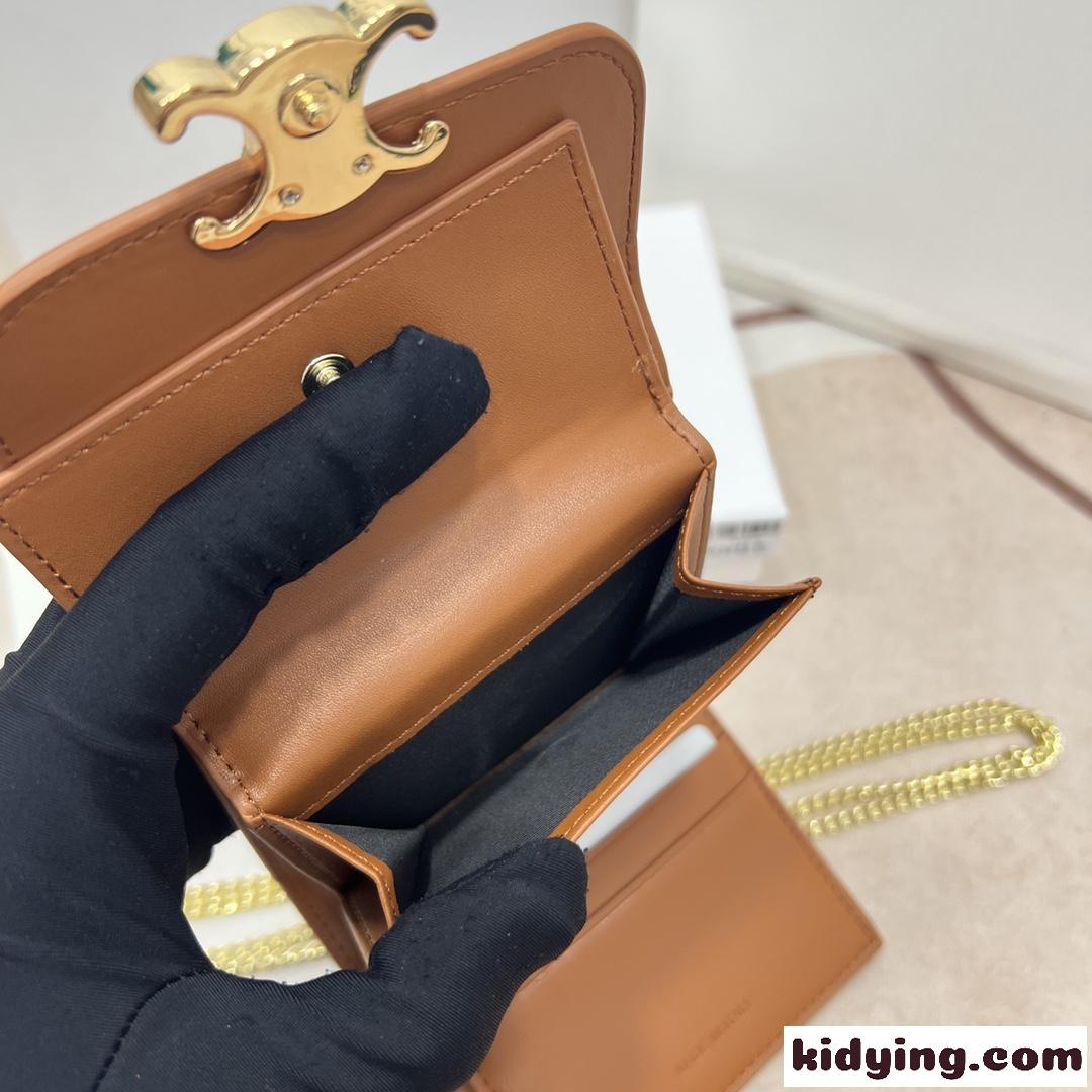 人気 トリオンフ ウォレット セリーヌ 財布 コピー コンパクト ブラウン-3