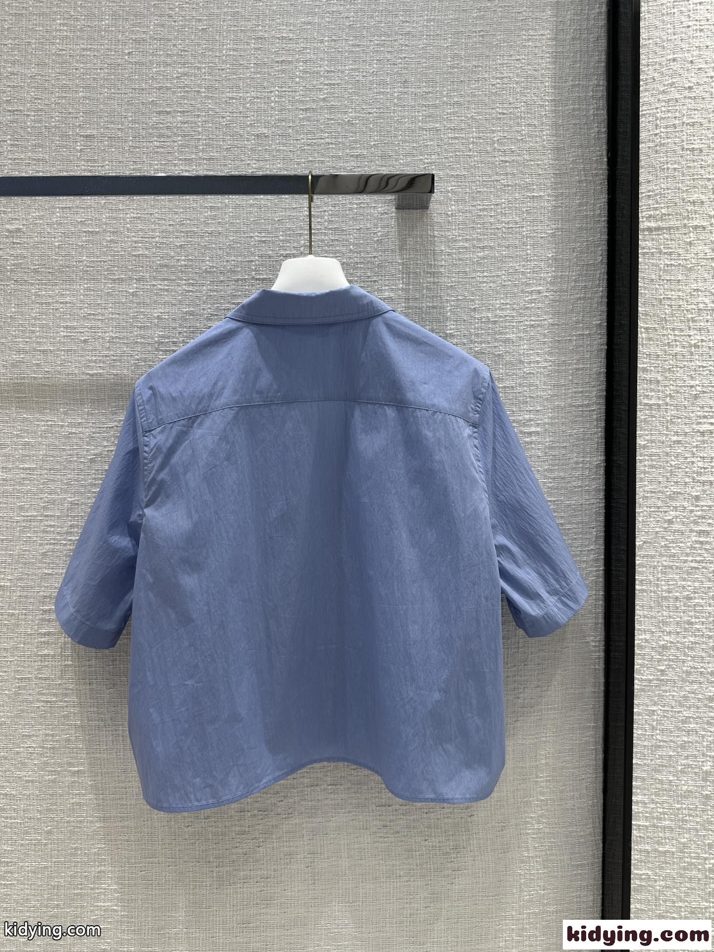 コットンブレンド クロップド シャツ ロエベ シャツ コピー ブルー-4