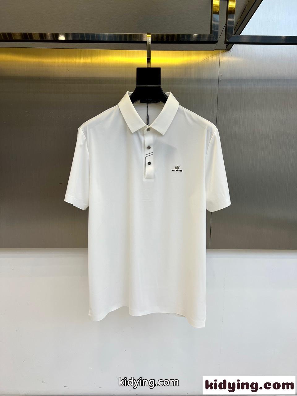 カジュアル 上品 ロゴ 半袖ポロシャツ アルマーニ Tシャツ 偽物 コットン ホワイト-0