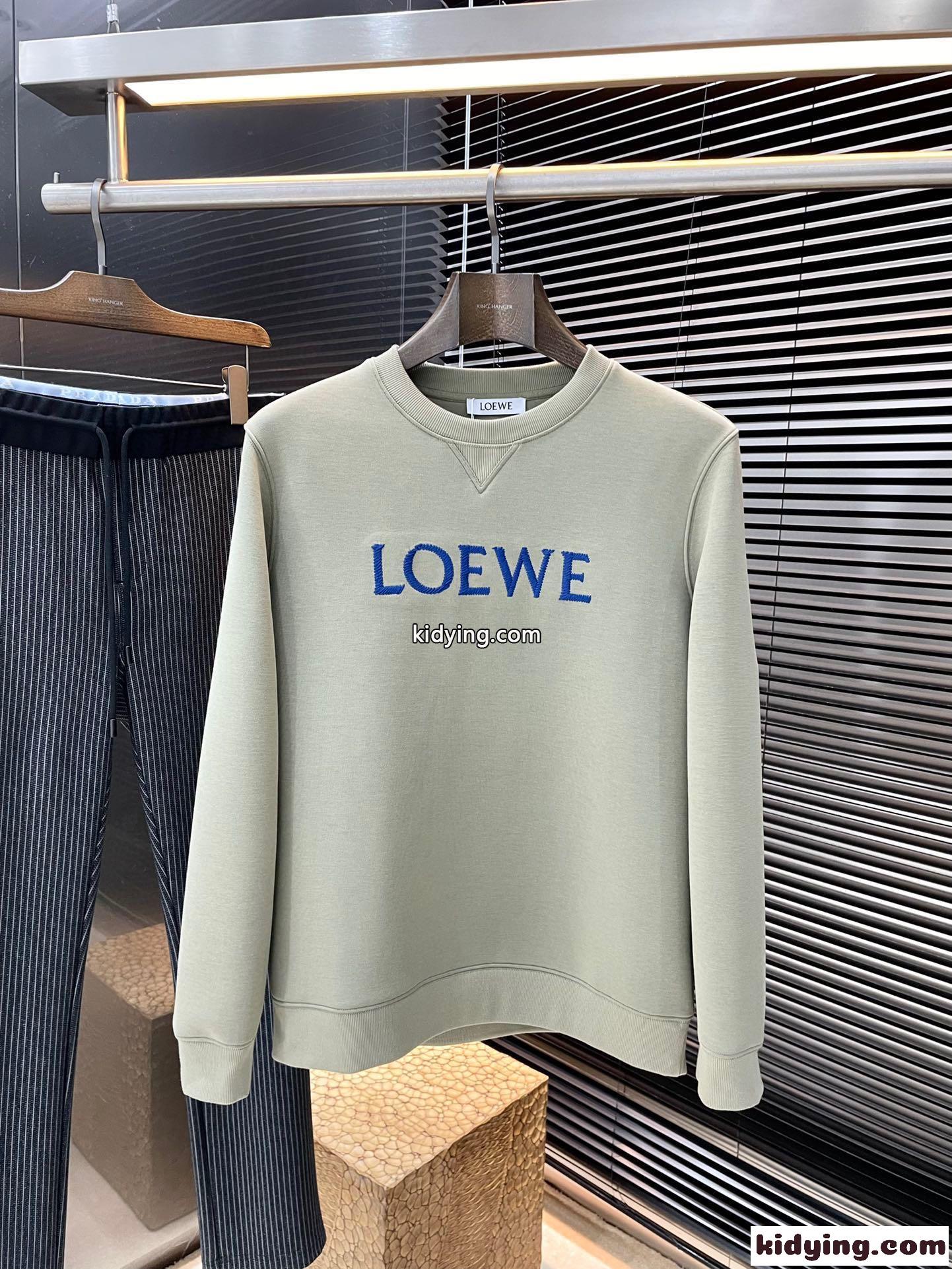 ロゴ刺繍 クルーネック スウェットシャツ ロエベ Tシャツ コピー グリーン-0