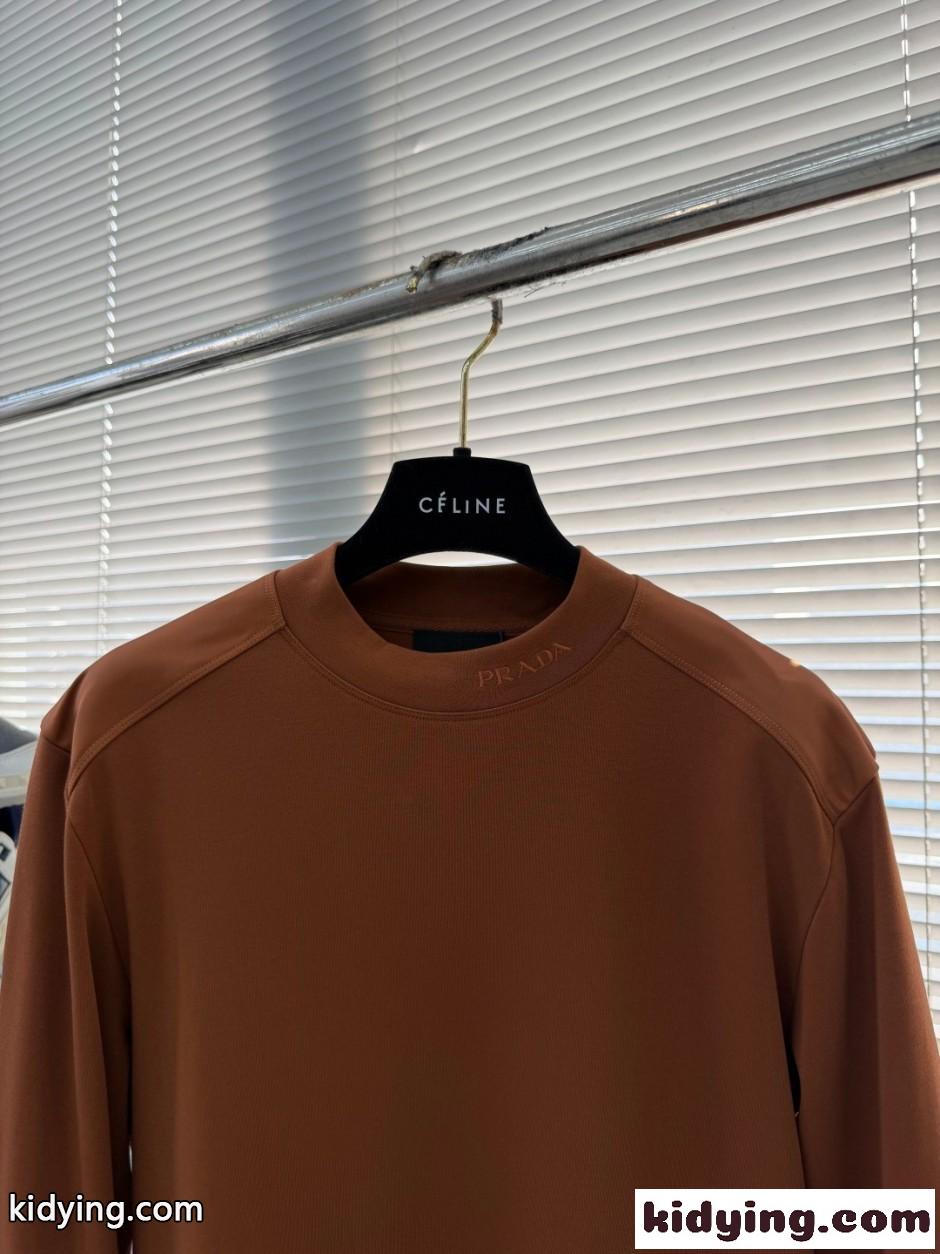 プラダ Tシャツ 偽物 シンプル カジュアル スウェットシャツ ブラウン-1
