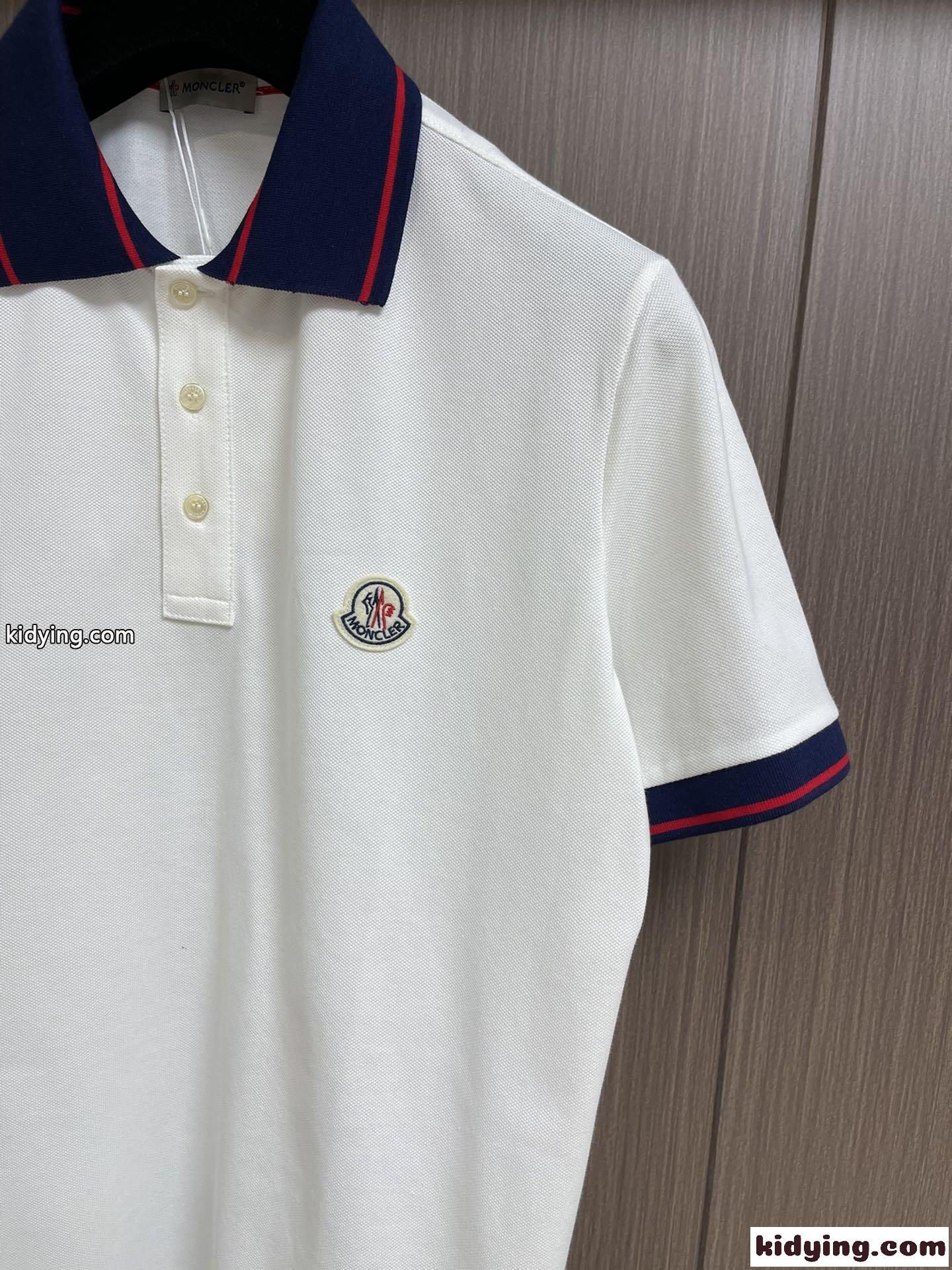 バックロゴ襟 コットンピケ ポロシャツ モンクレール Tシャツ コピー 半袖 トップス ホワイト-3