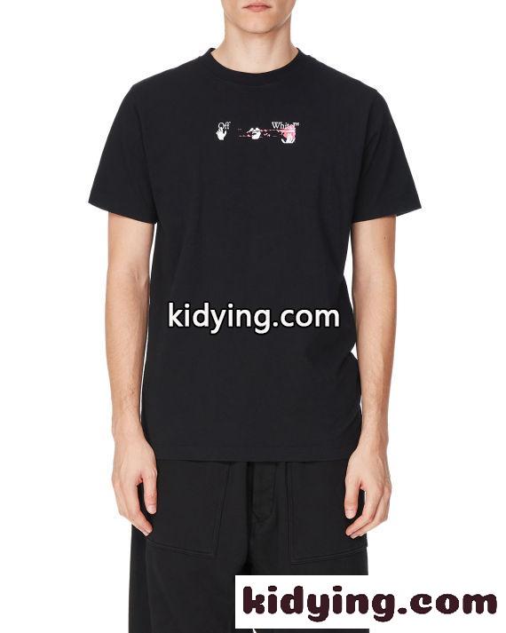 かっこいい プリント クルーネック 着心地いい オフホワイト 半袖Tシャツ コピー カジュアル ゆったり ホワイト ブラック-2
