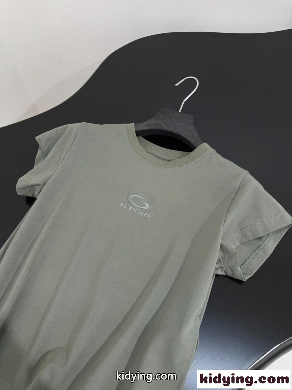 シンプル ロゴ刺繍 クルーネック バレンシアガ Tシャツ コピー 半袖Tシャツ-2