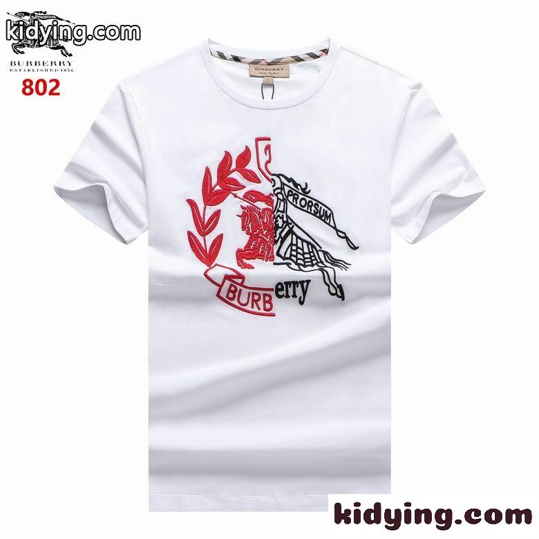 メンズ 快適 かっこいい ロゴ クルーネック バーバリー 半袖Tシャツ コピー ベーシック カジュアル ホワイト ブラック-2