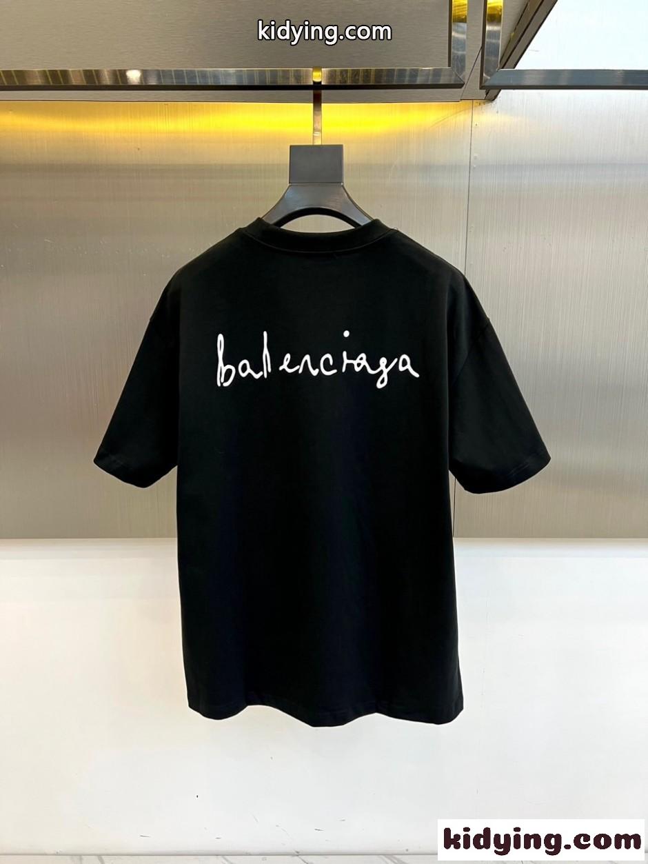 ハート ロゴ 半袖Tシャツ バレンシアガ Tシャツ 偽物 クルーネック ブラック-4