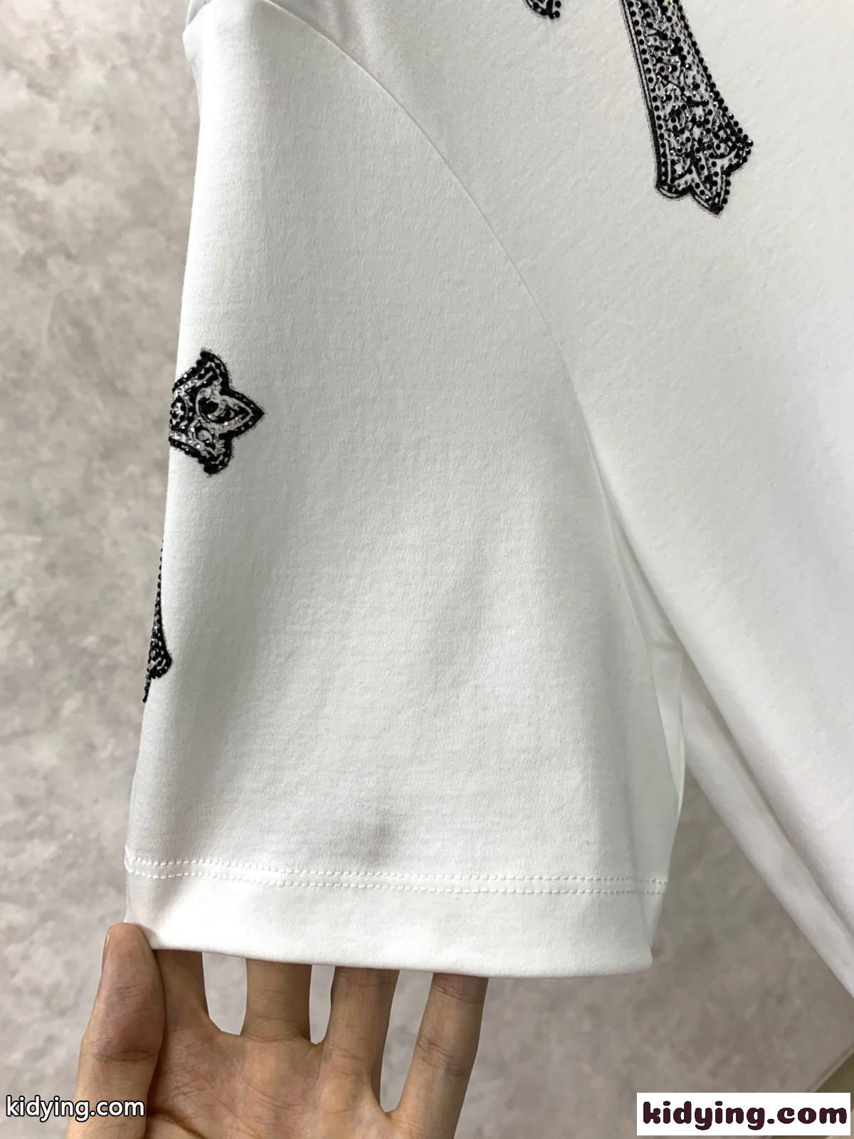 ユニセックス ファッション クルーネック 半袖Tシャツ クロムハーツ Tシャツ コピー-3