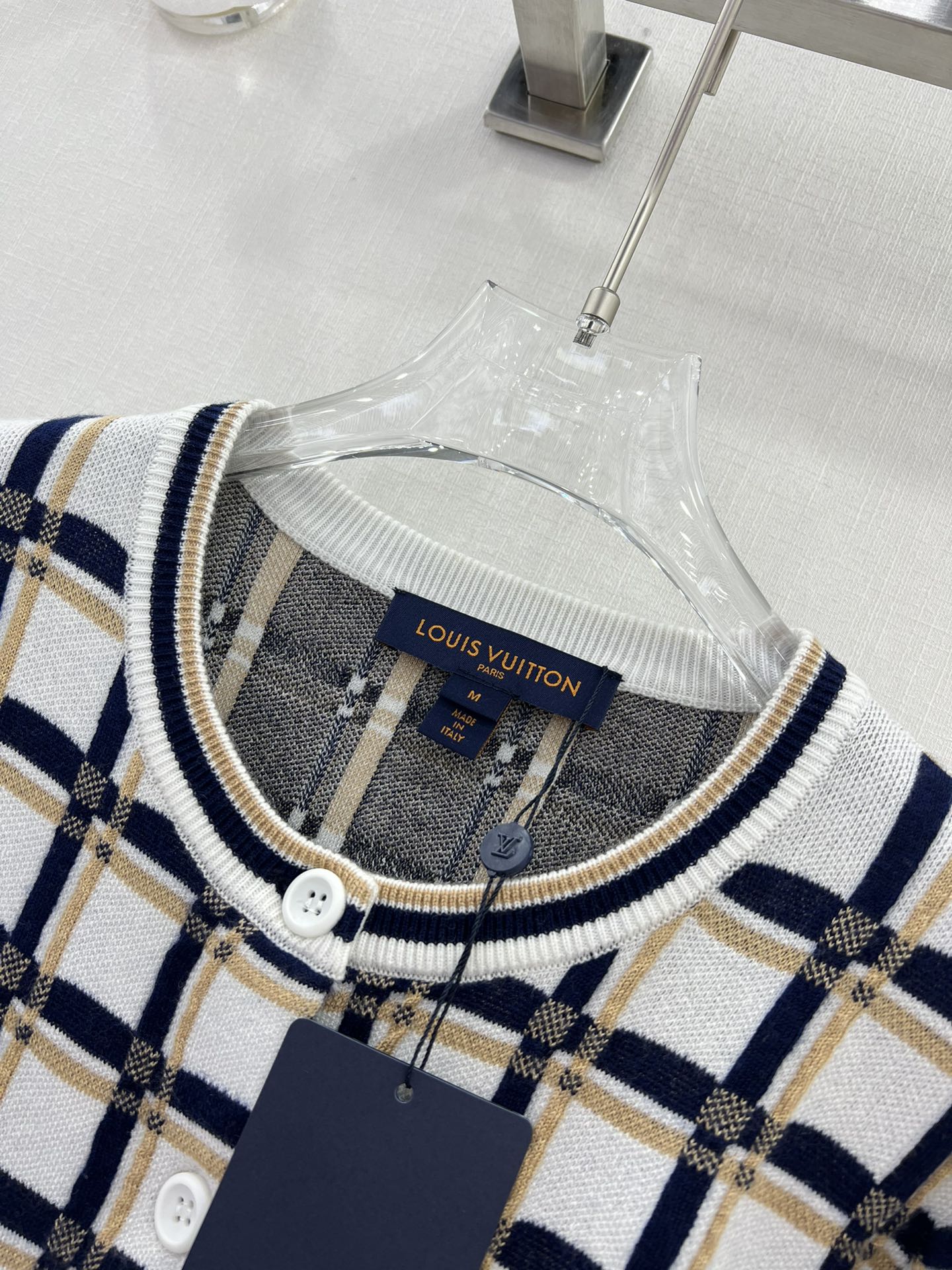 23AW◆Louis Vuitton◆3D チェックジャガード カーディガン コピー レディース ブラック-1