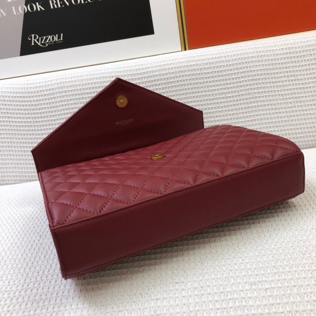 ゴールド金具 エンヴェロップ ショルダーバッグ イヴ・サンローラン バッグ コピー ワイン-3
