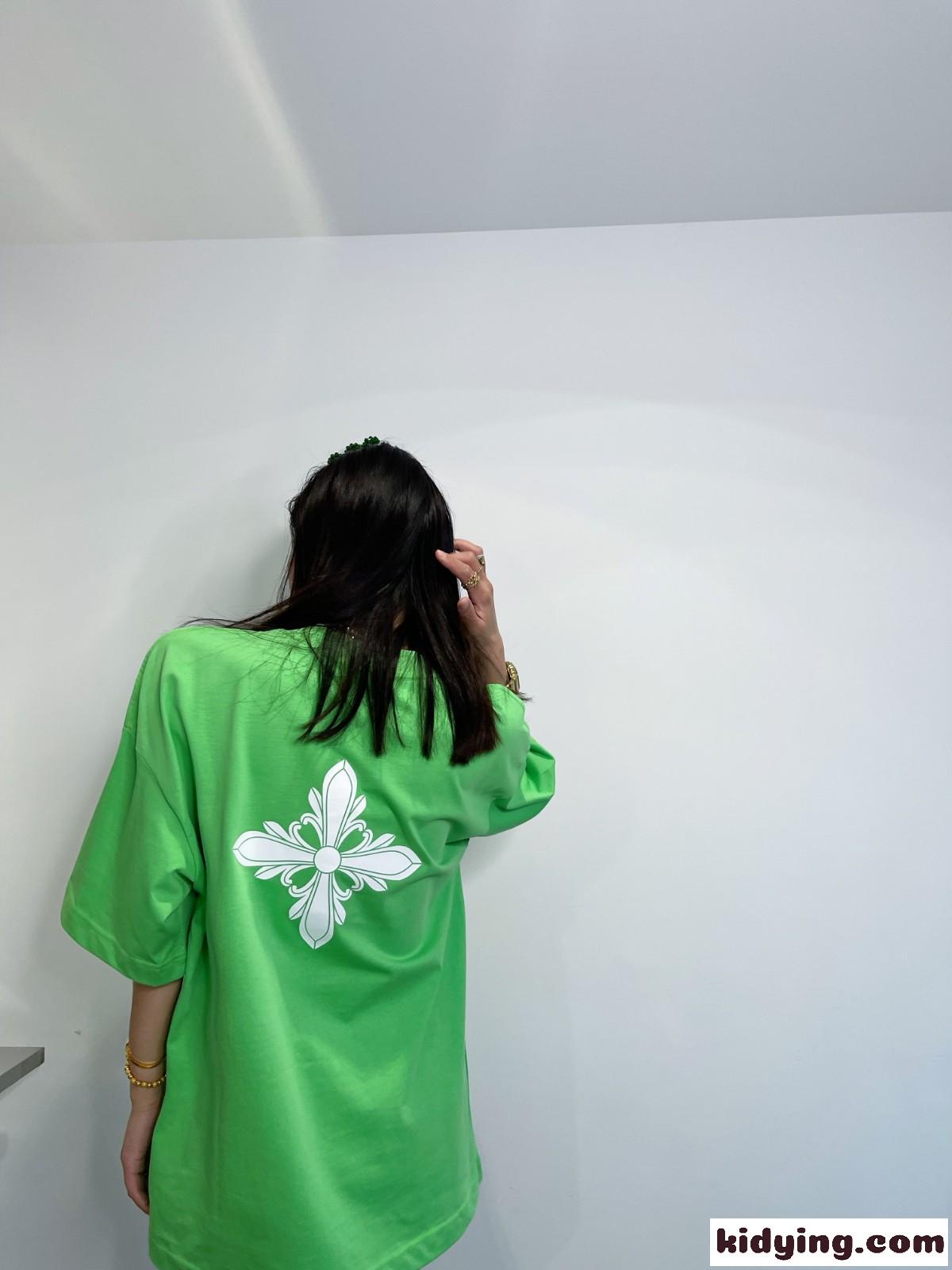 ユニセックス オーバーサイズ ロゴ プリント クロムハーツ 半袖Tシャツ コピー 着痩せ カジュアル トップス-3