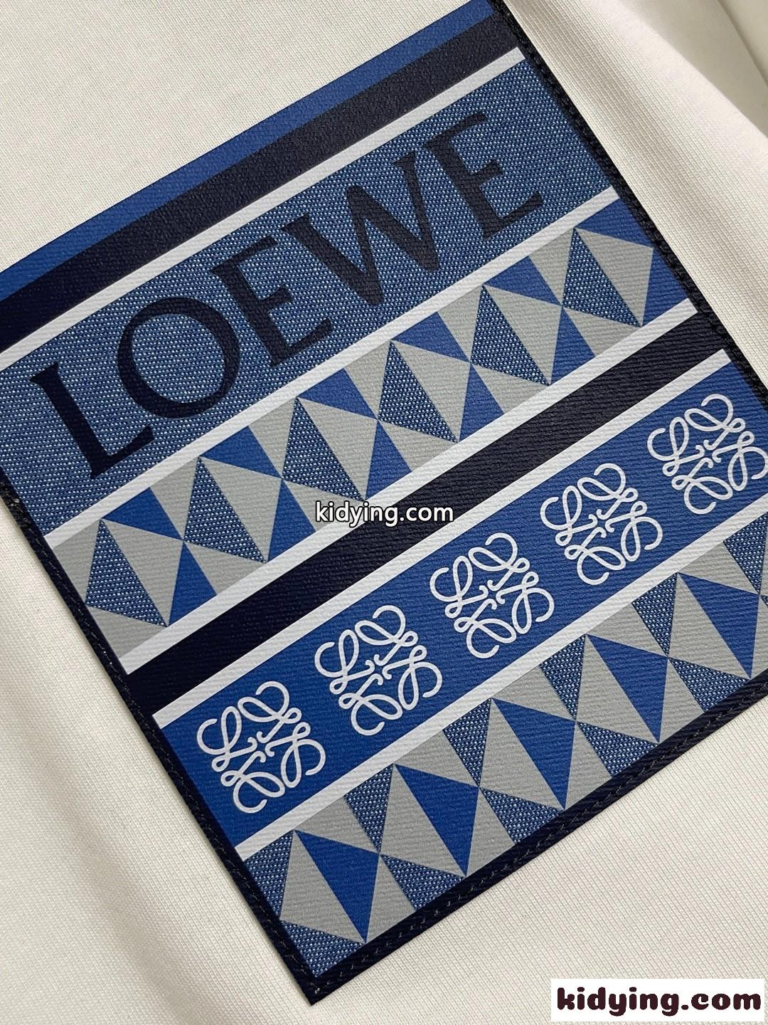 洗練された ロゴ入り クルーネック 半袖Tシャツ ロエベ Tシャツ 偽物 コットン-4