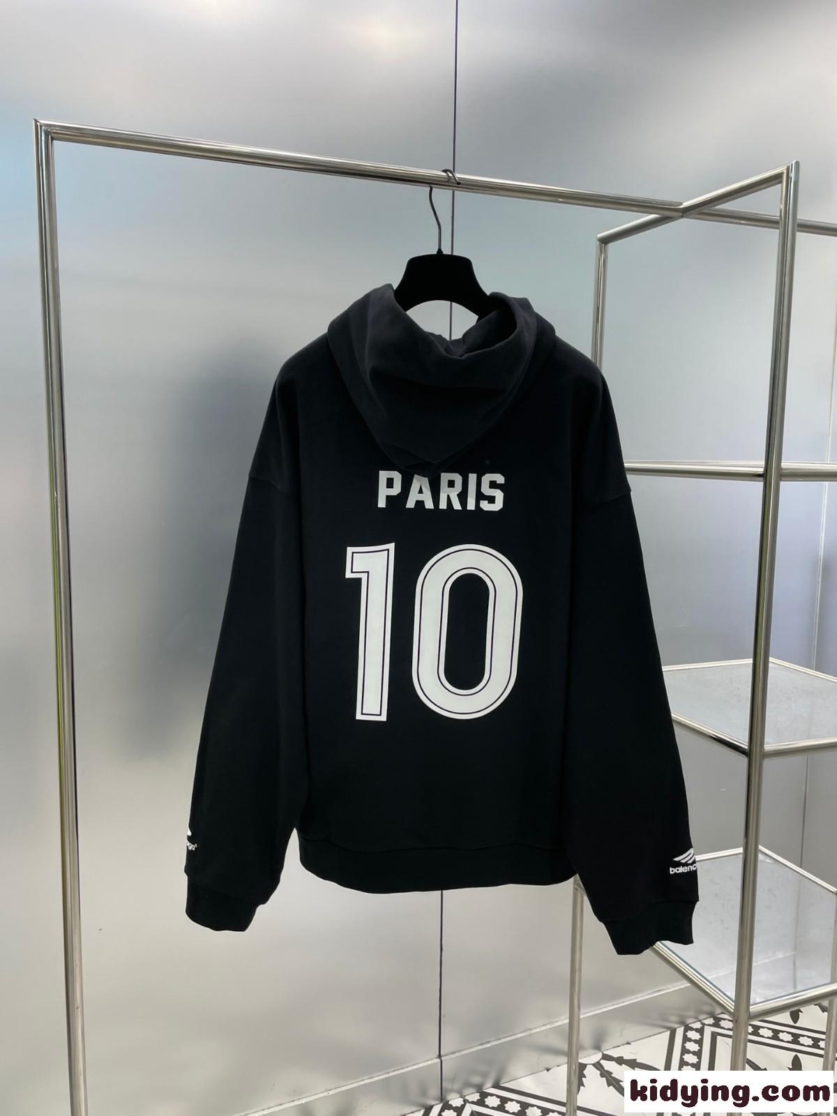 PARIS SOCCER ジップアップ フーディー バレンシアガ パーカー コピー ブラック-1