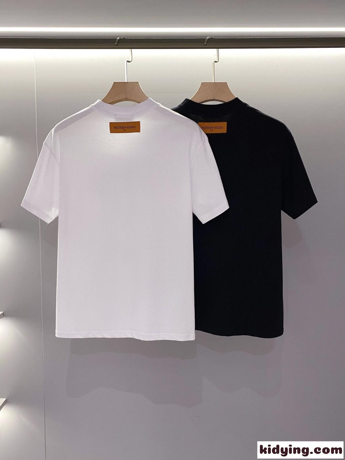 ユニセックス ロゴ プリント おしゃれ コットン クルーネック ルイ・ヴィトン Tシャツ コピー 半袖 カジュアル トップス-1