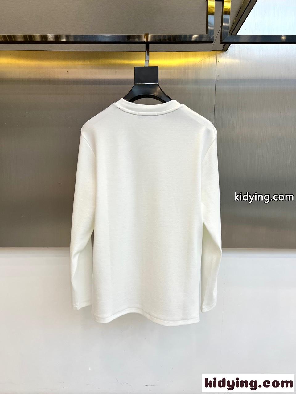 洗練された カジュアル ロゴ刺繍 長袖Tシャツ フェンディ Tシャツ 偽物 コットン ホワイト-3