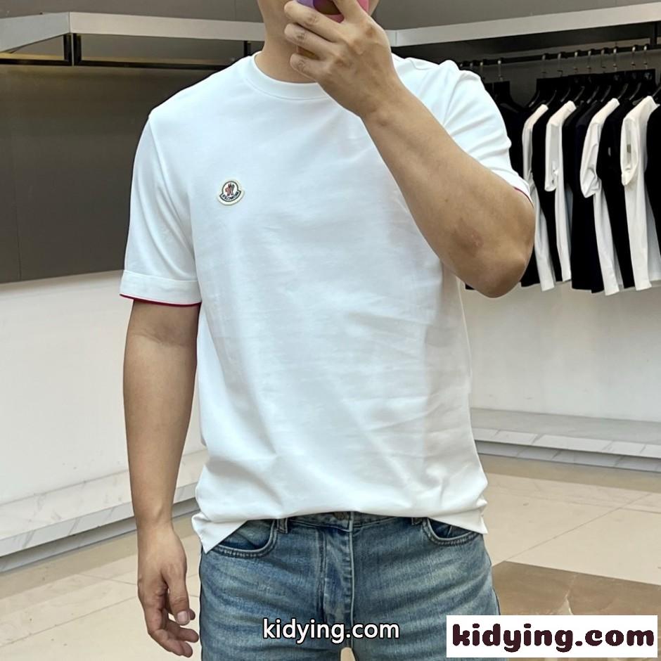 シンプル モンクレール Tシャツ 偽物 半袖Tシャツ クルーネック ホワイト-1