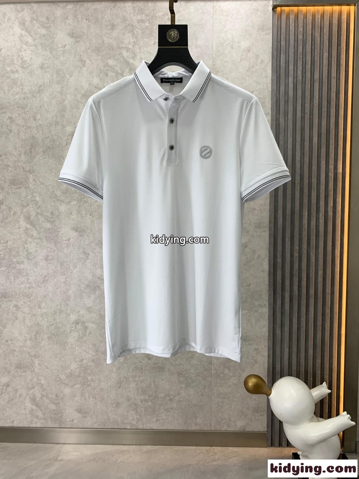 洗練された ビジネス 半袖 ポロシャツ エルメネジルド・ゼニア Tシャツ コピー ホワイト-4