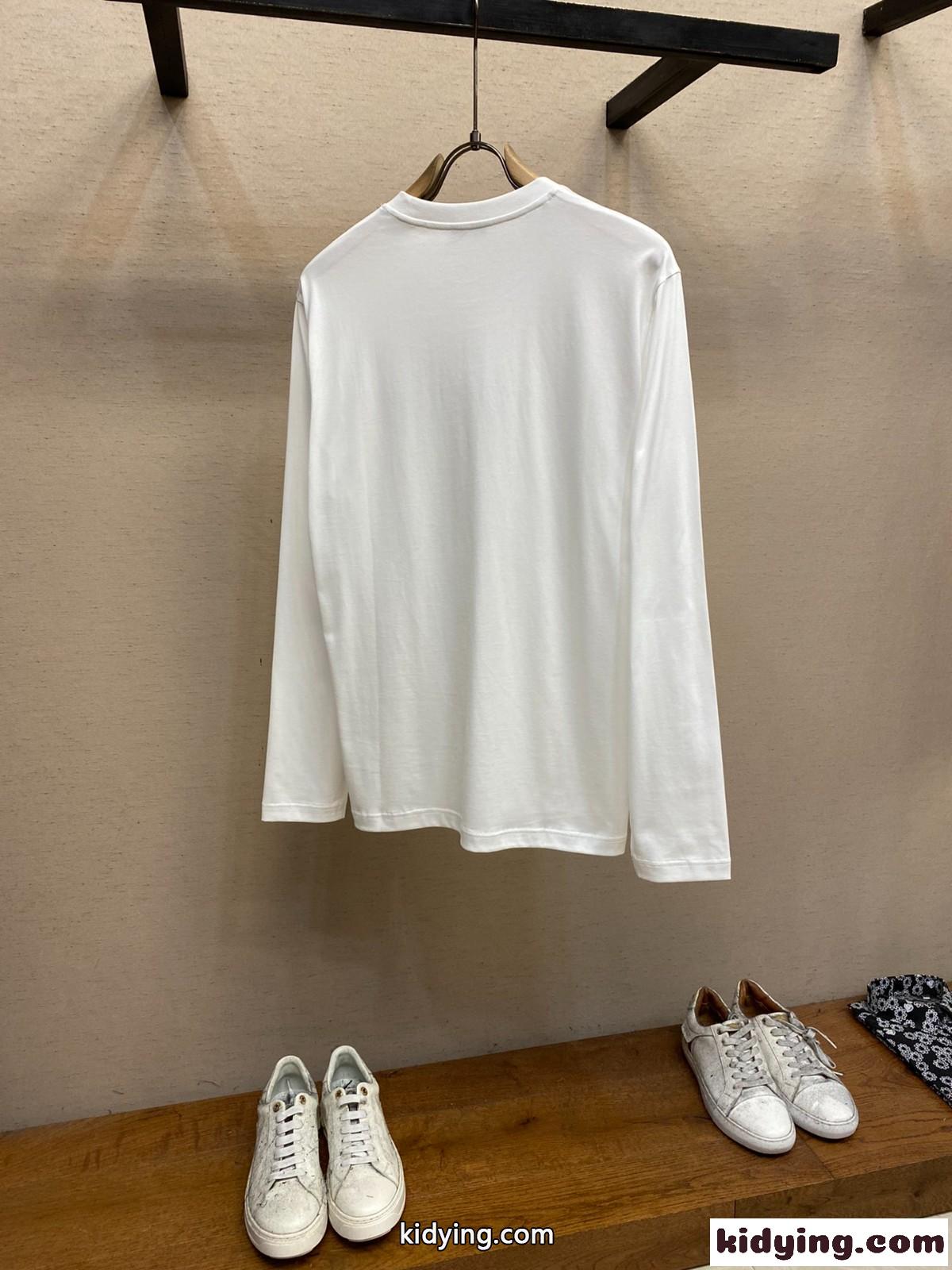 ベーシック ロゴ クルーネック コットン 長袖Tシャツ セリーヌ Tシャツ コピー ホワイト-2
