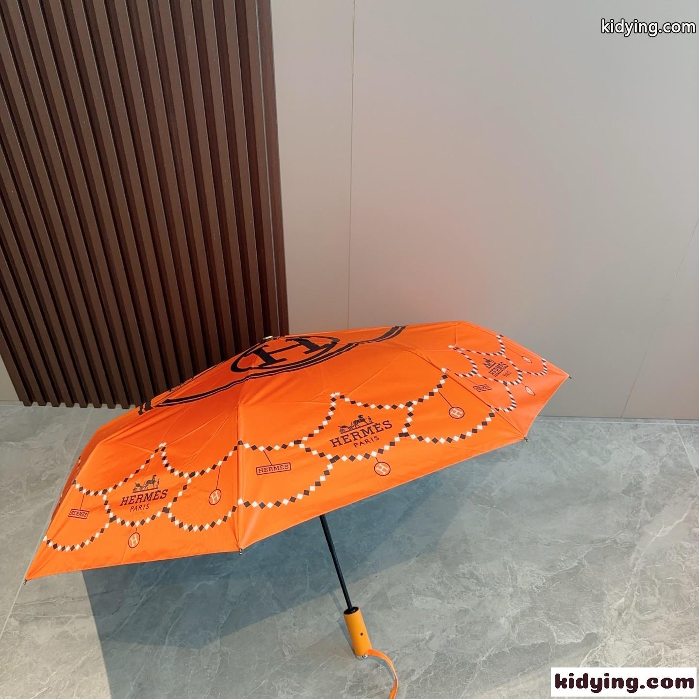シンプル おしゃれ エルメス 傘 偽物 晴雨兼用 折りたたみ傘 自動開閉-4