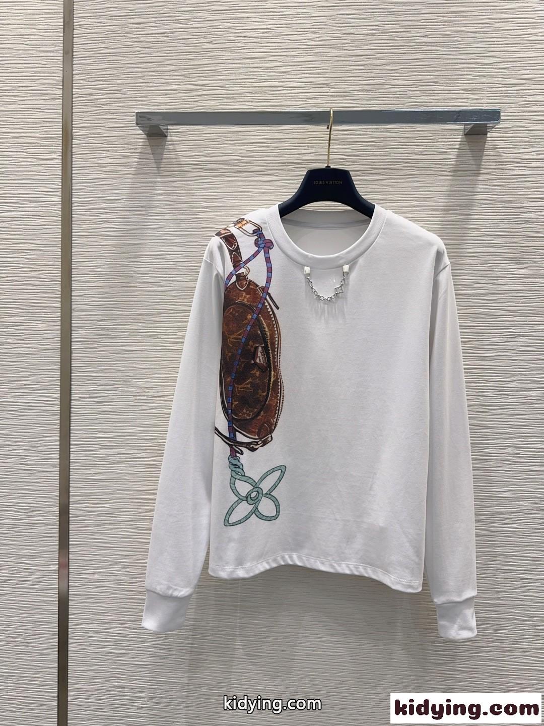 キープイット プリント ロングスリーブTシャツ ルイ・ヴィトン Tシャツ コピー ホワイト-0