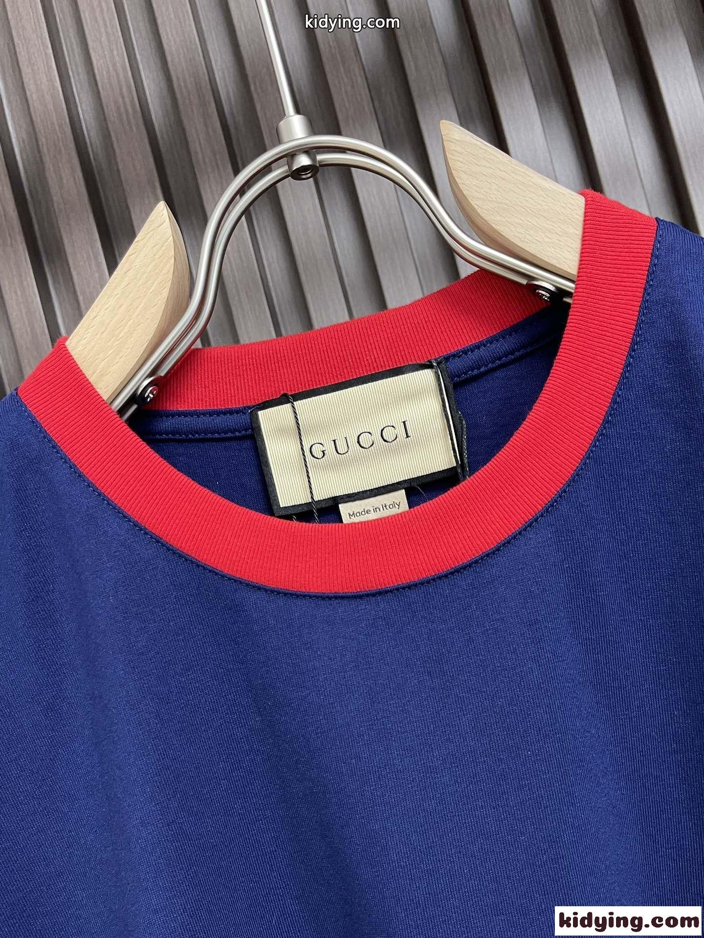 おしゃれ 定番 配色 合わせやすい グッチ Tシャツ コピー コットン ブルー-0