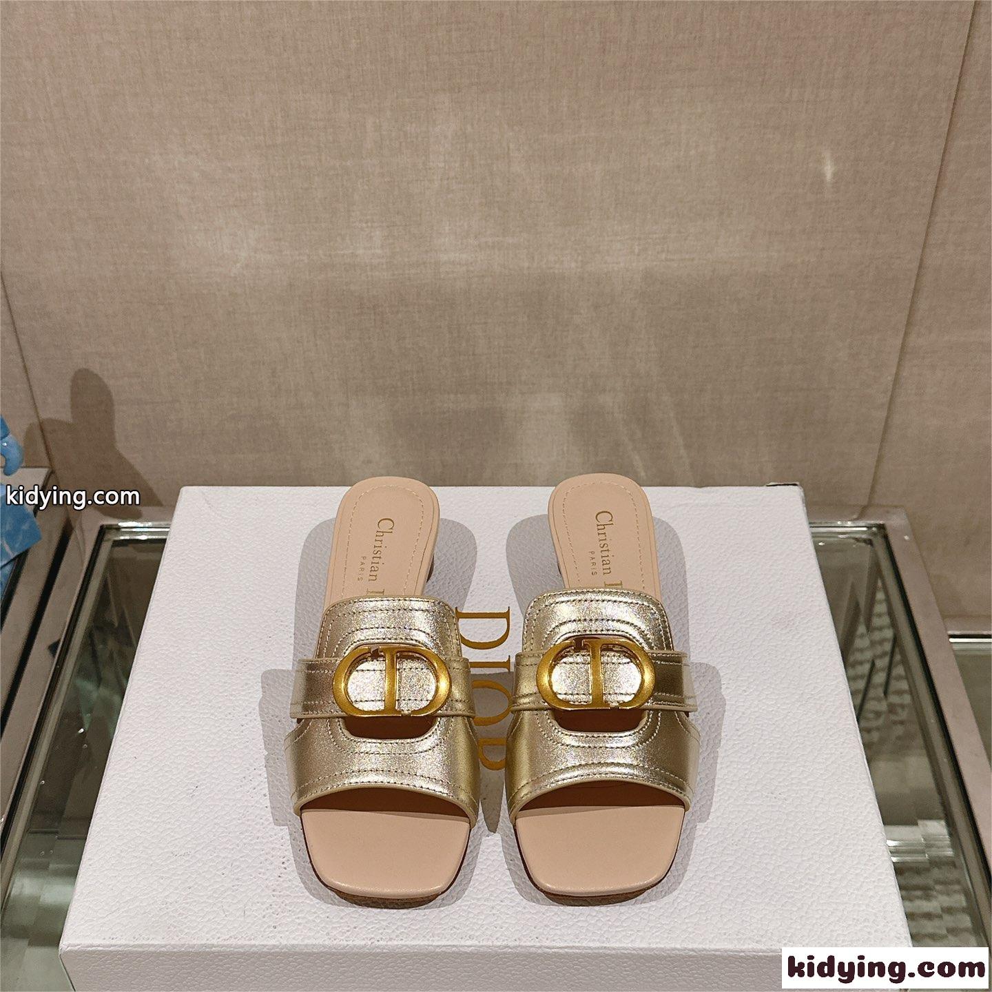 Dior Or 30 Montaigne ヒールスライド クリスチャン・ディオール サンダル コピー ゴールド-0