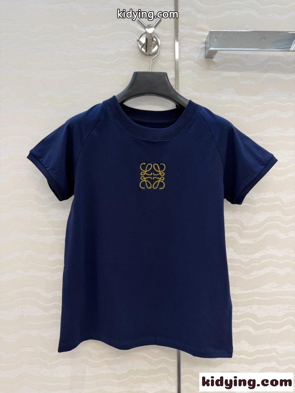 アナグラム クルーネック 半袖Tシャツ ロエベ Tシャツ 偽物 ネイビー-0