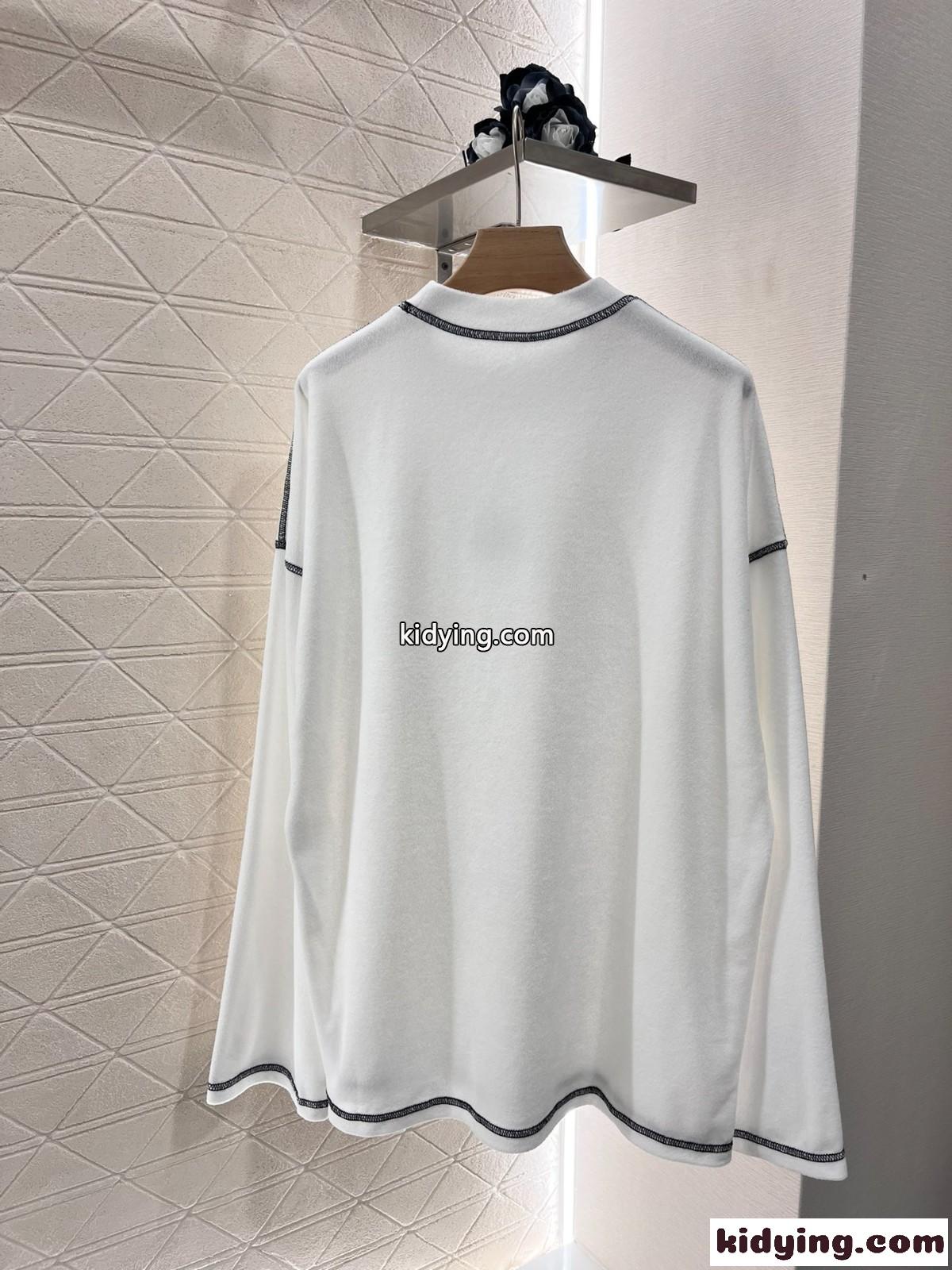 カジュアル リラックスフィット 長袖Tシャツ ロエベ Tシャツ コピー ホワイト-2