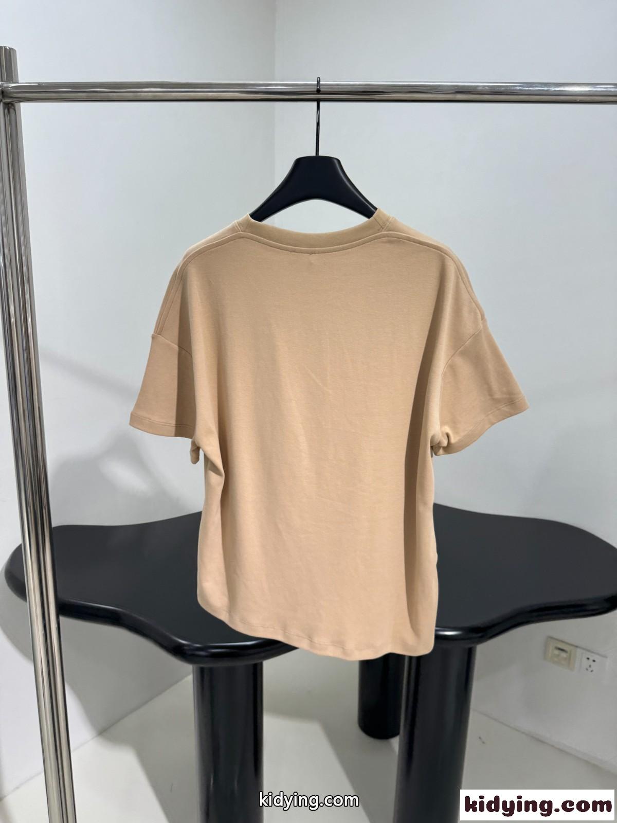 カジュアル アシンメトリー 半袖Tシャツ ロエベ Tシャツ コピー カーキ-3