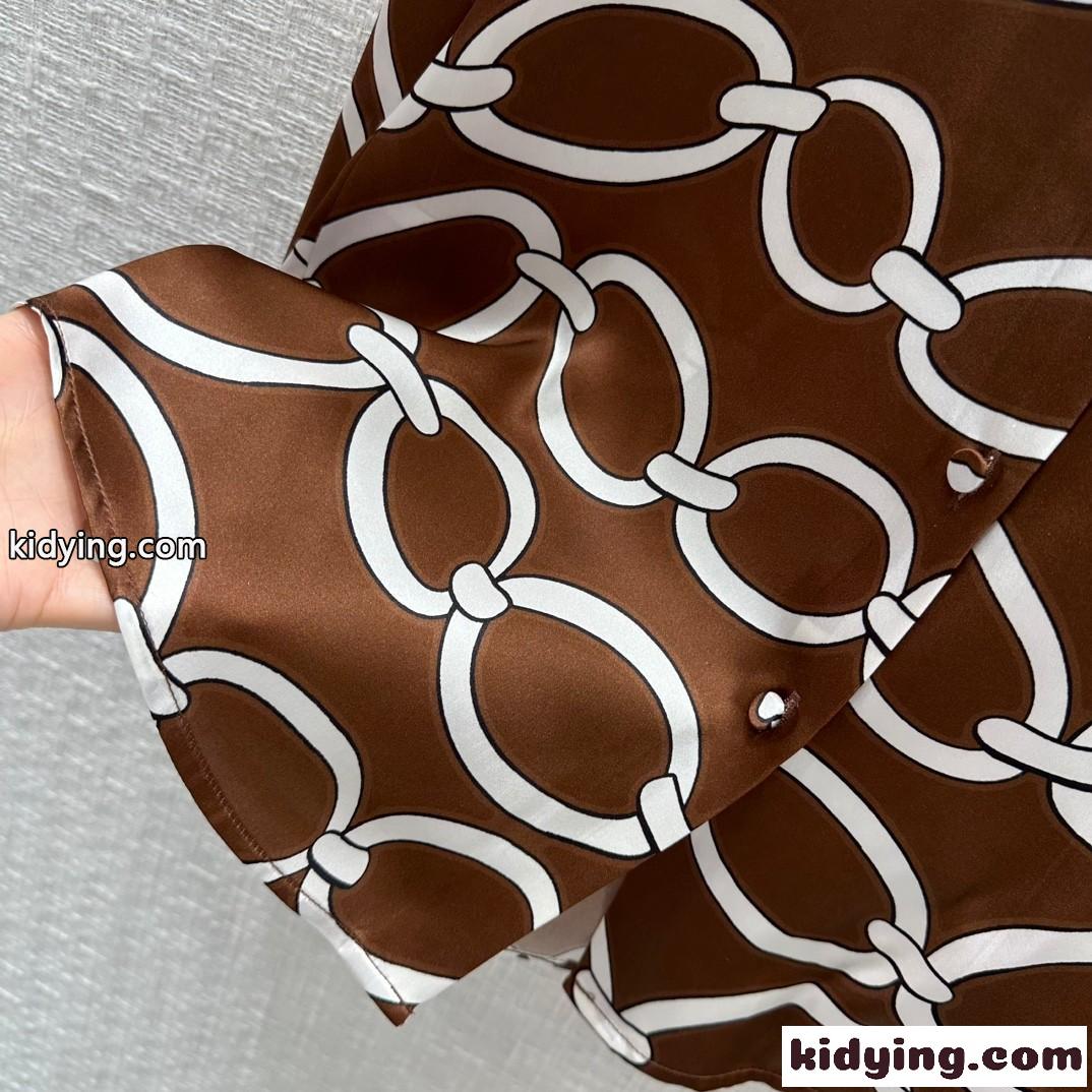 ヴァレンティノ シャツ コピー レディース Valentino CHAIN 1967 シャツ シルク ロゴ-3