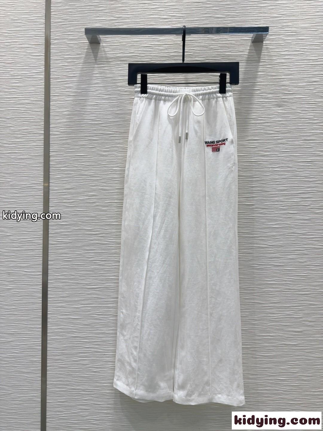 カジュアル ロゴ ロングパンツ アレキサンダーワング パンツ 偽物 ホワイト-1