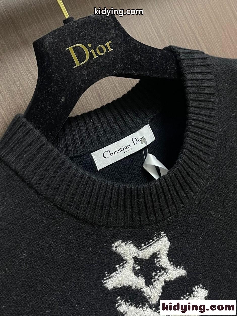 DIOR スター クルーネック プルオーバー クリスチャン・ディオール セーター コピー ブラック-2