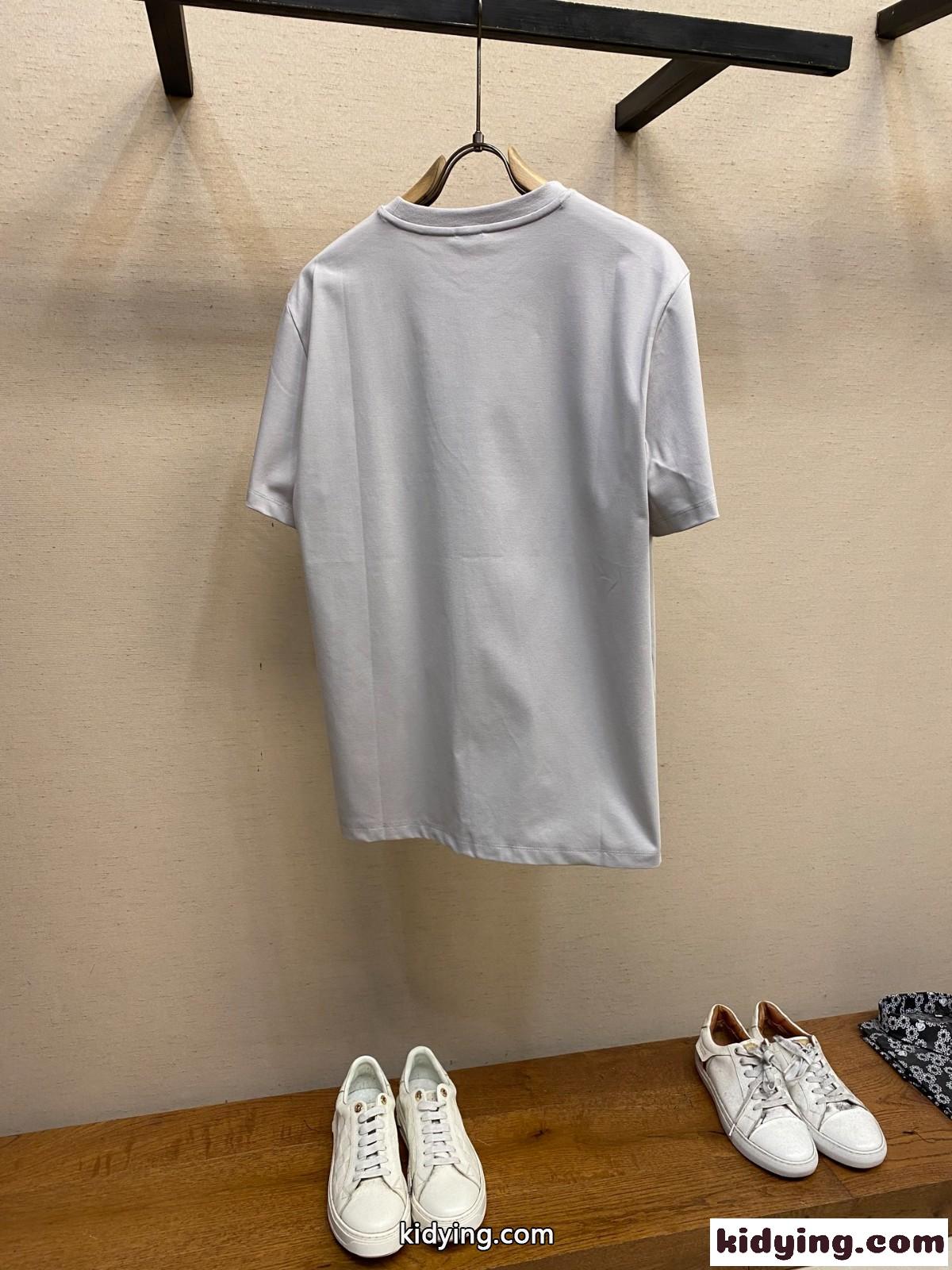 ロエベ Tシャツ コピー シンプル アナグラム コットンブレンドTシャツ 半袖トップス グレー-0