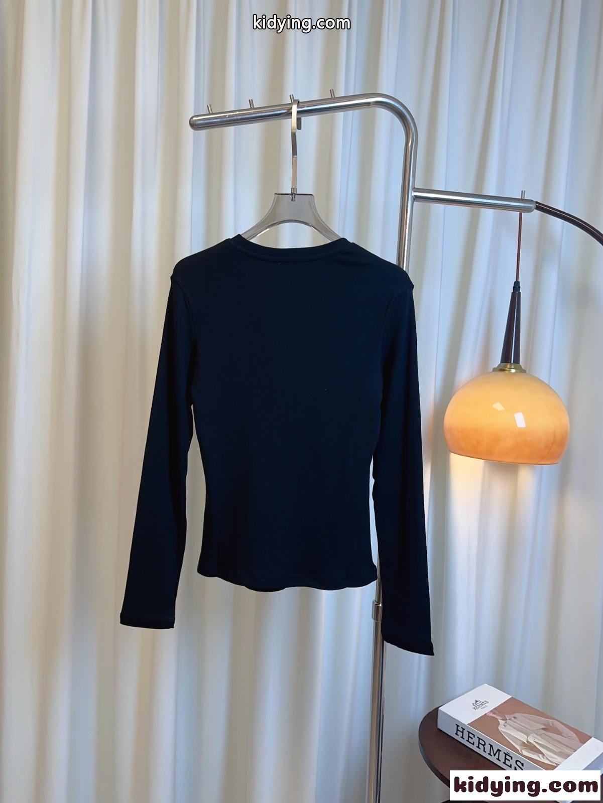 アナグラム リブ 長袖Tシャツ ロエベ Tシャツ 偽物 合わせやすい ブラック-1