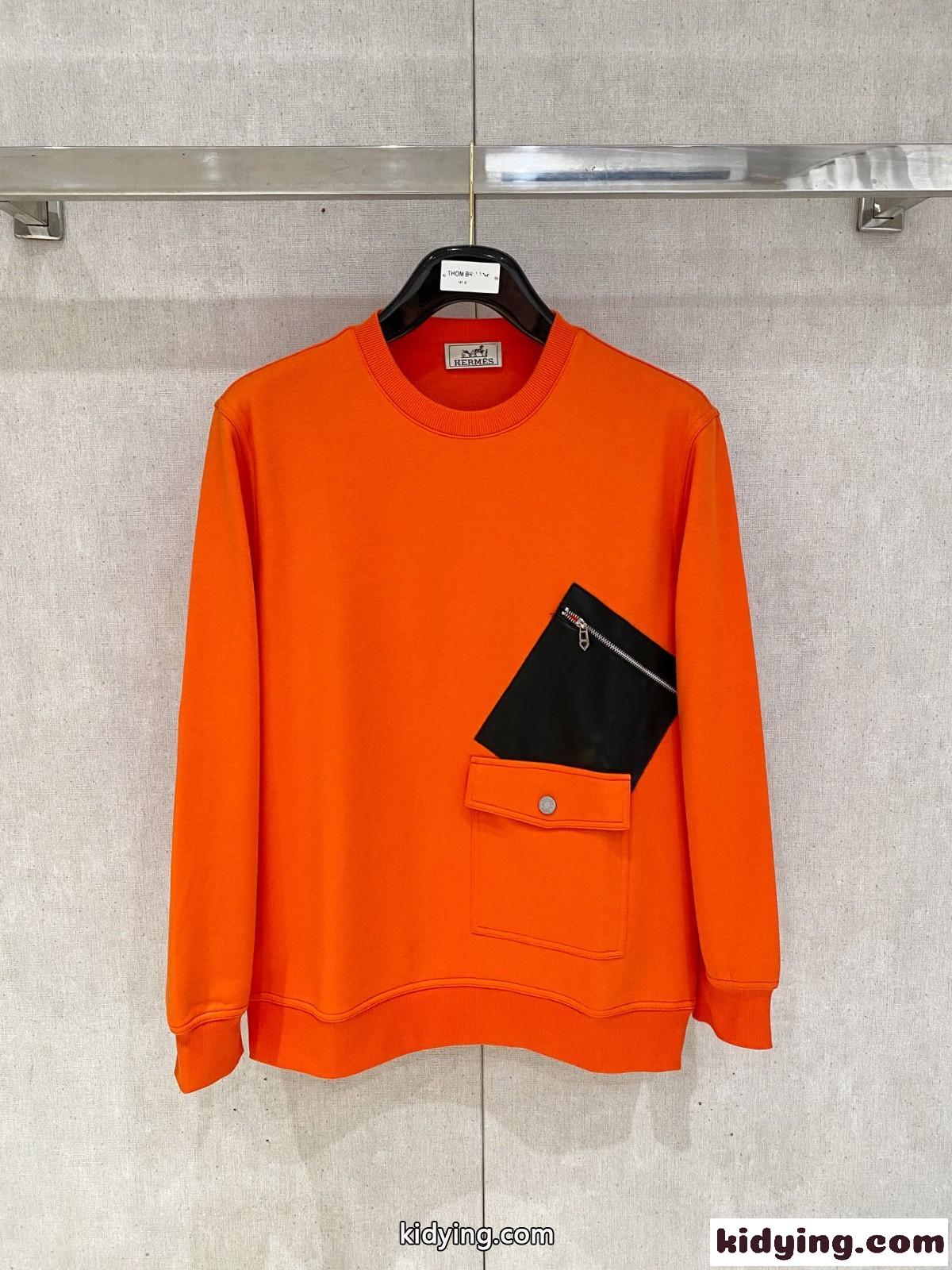 エルメス Tシャツ 偽物 スタイリッシュ スウェットシャツ プルオーバー オレンジ-0