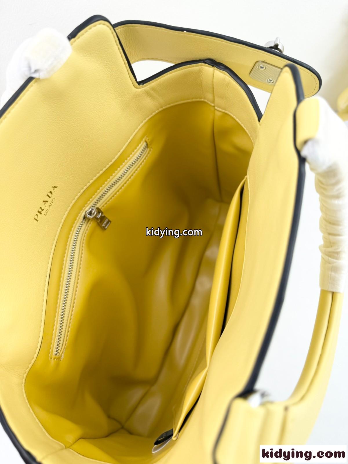 新作♪PRADA エチュード ミディアム レザーバッグ プラダ バッグ コピー イエロー-3