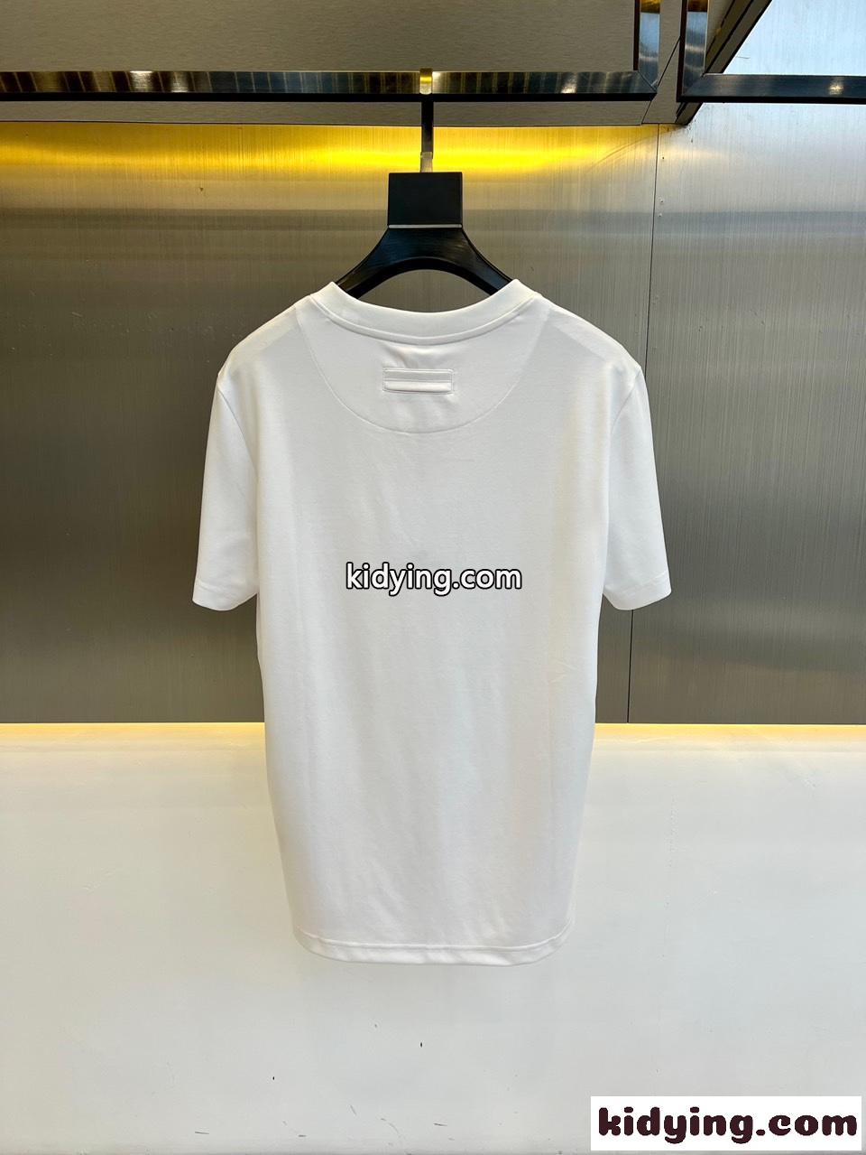 カジュアル コットンジャージー 半袖Tシャツ エルメネジルド・ゼニア Tシャツ コピー ホワイト-4