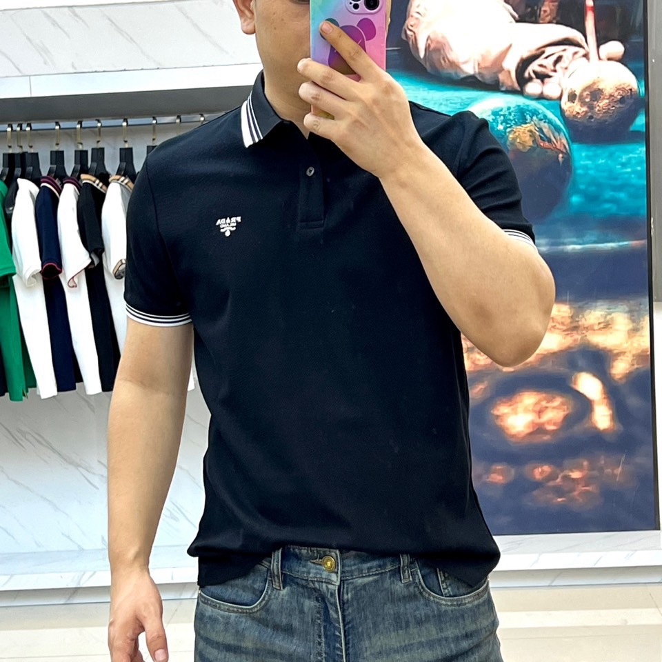 カジュアル コットンピケ ポロシャツ プラダ Tシャツ 偽物 半袖トップス ブラック-2