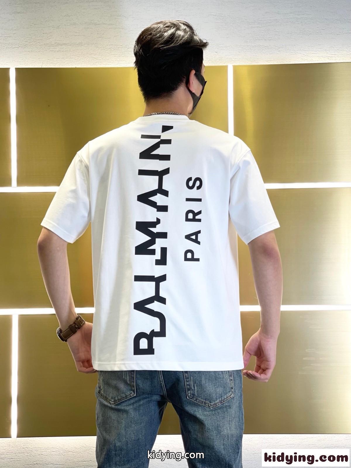 カジュアル おしゃれ バルマン Tシャツ コピー 半袖 クルーネック コットン トップス-2